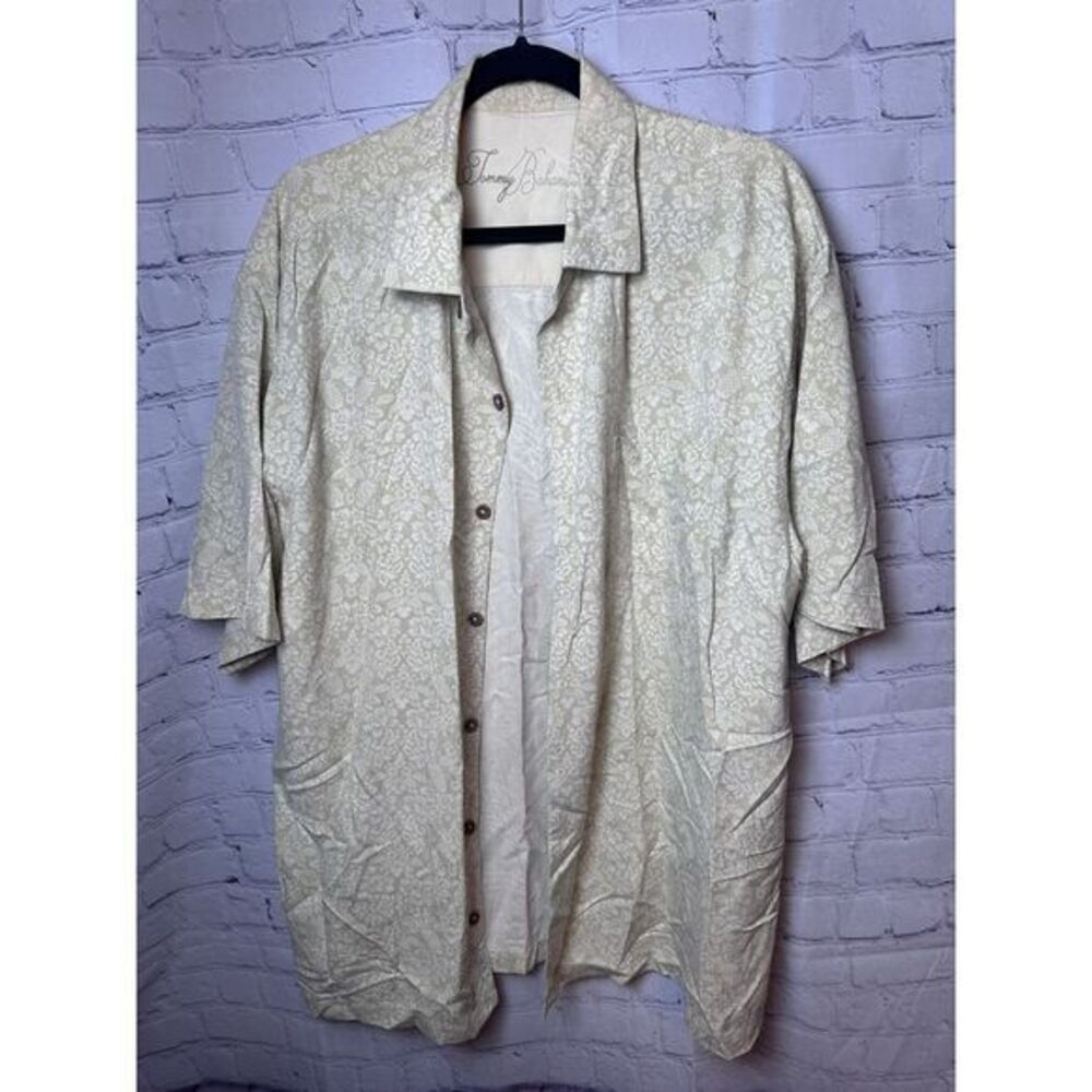 Tommy Bahama Camp Shirt SILK Button Down Short Sleeve Beige‎ Size Unknown